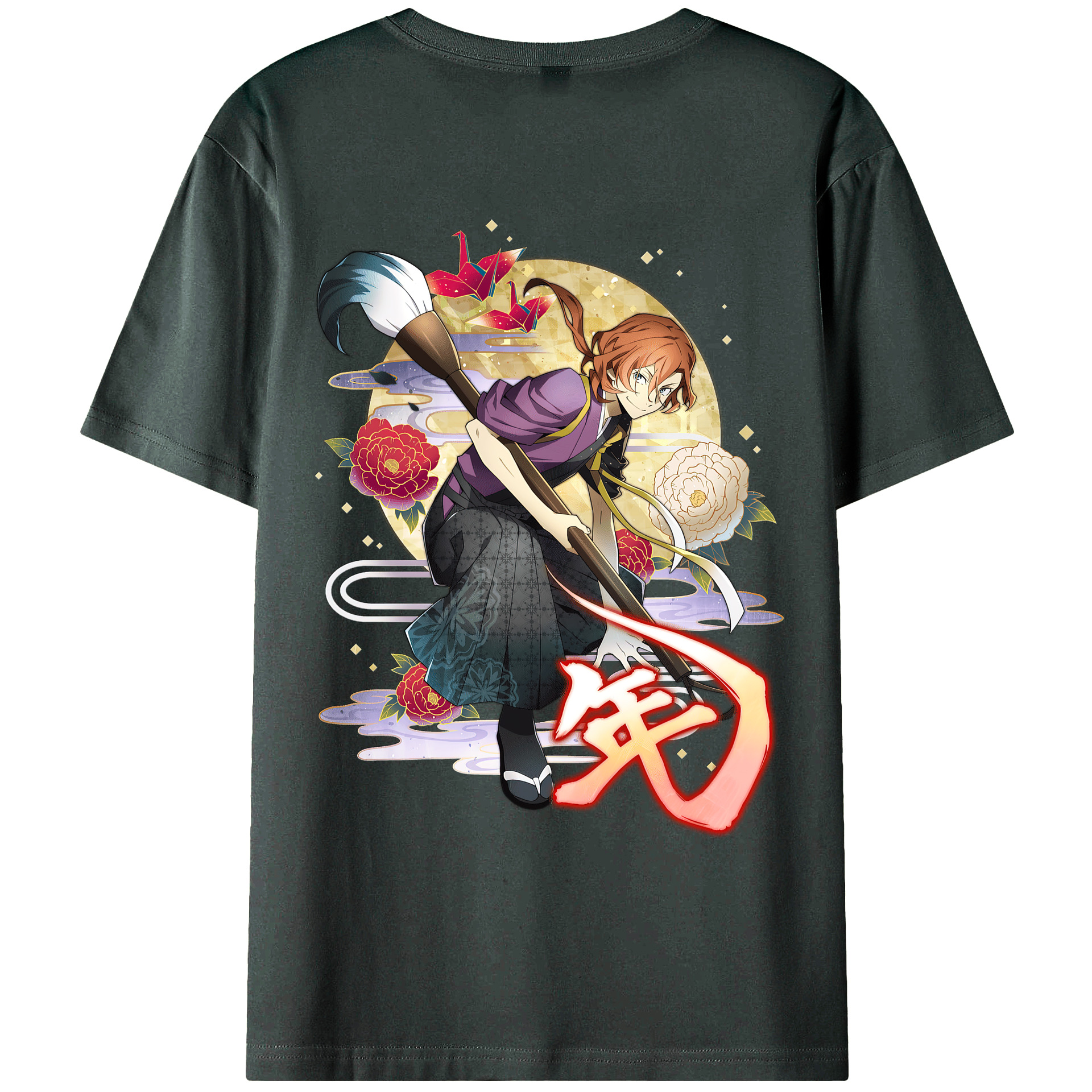 （画像用） 文豪ストレイドッグス Bungo Stray Dogs 綿100％ メンズ半袖Tシャツ（バックプリント） 通気性